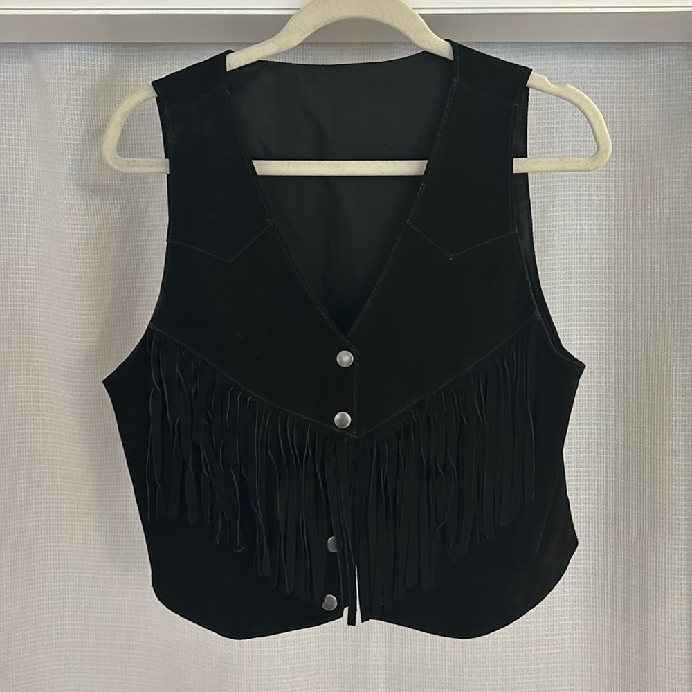 Vintage suede fringe vest